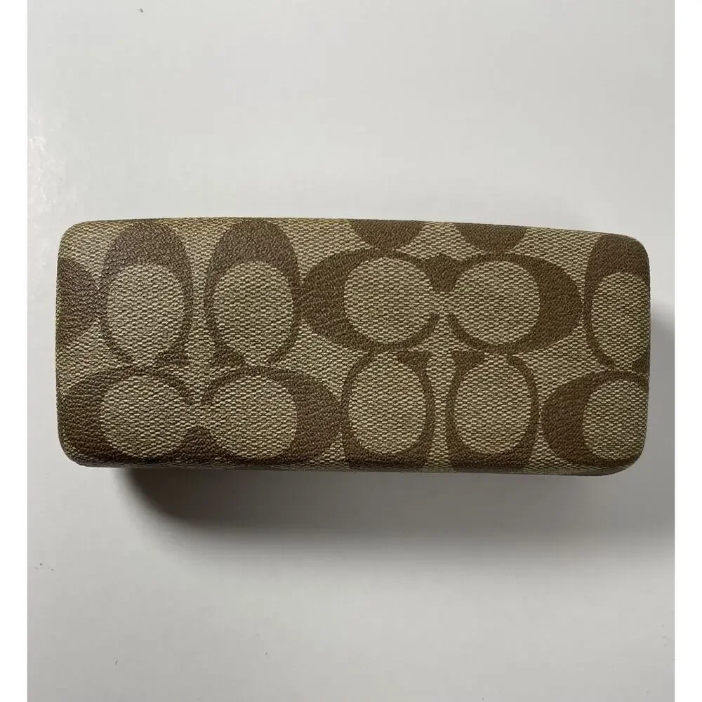 COACH Monogram Brown Hard Clamshell Eye Glass Case Brown Interior Rectangle